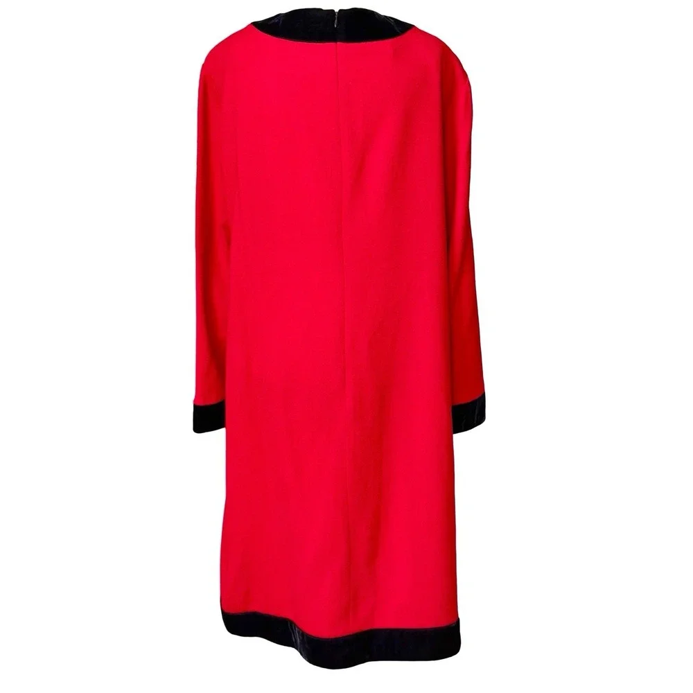 Evan Picone Vtg 90s Does 60s Dress Plus Size 20W Red Holiday Wool Velvet USA - Picture 8 of 12